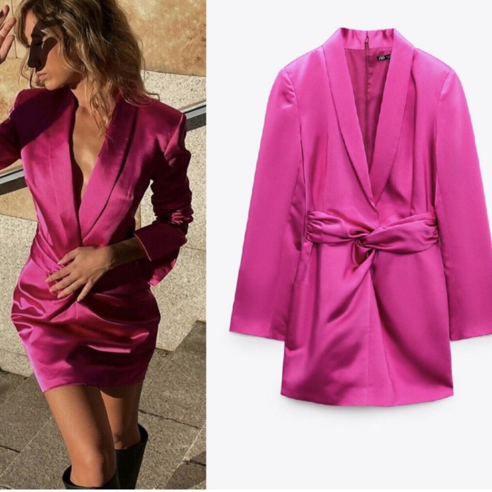 ZARA BNWT Hot pink blazer mini dress